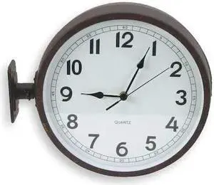 ZORO SELECT 2CHY5 11-5/8" Analog Quartz Double Sided Wall Clock, Black