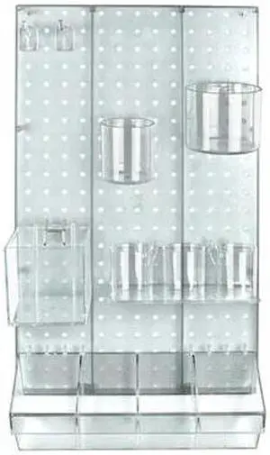 AZAR DISPLAYS 900942-CLR 12-Piece Clear Pegboard Organizer Kit with 1 Panel and