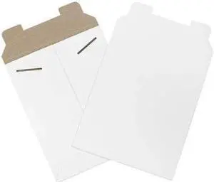 PARTNERS BRAND RM10W Flat Mailers, 7" x 9", White, PK100