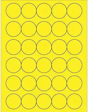 TAPE LOGIC LL192YE Fl Circle Laser Labels,1 1/2",Fl Yellow,PK3000