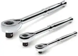 TEKTON SRH91100 1/4, 3/8, 1/2 Inch Drive Quick-Release Ratchet Set (3-Piece)
