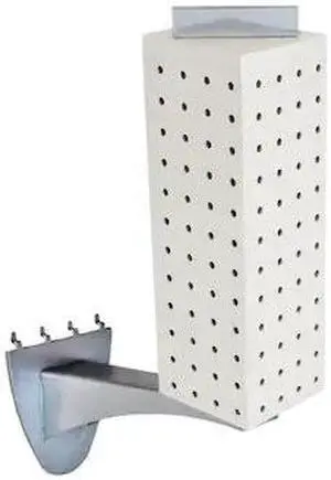 AZAR DISPLAYS 700231-WHT Four-sided 4"W x 12"H Pegboard Tower W/ Extension Rod