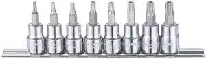 WESTWARD 54TN33 3/8" Drive Socket Bit Set, Torx, 8 pcs