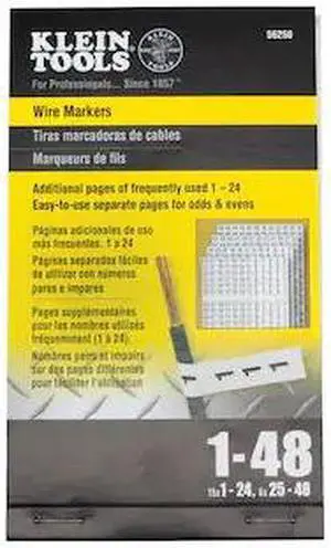 KLEIN TOOLS 56250 Wire Marker Book, 1-48