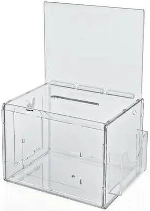 AZAR DISPLAYS 206389 Clear Extra Large Lottery Box W/ Pocket, Lock and Keys AZAR DISPLAYS 206389 Clear Extra Large Lottery Box W/ Pocket, Lock and Keys