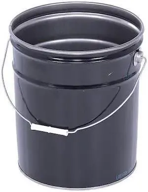 VESTIL PAIL-STL-RI Steel Pail, Black, Cap 5 Gal, With Lining