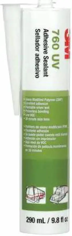 3M 760 UV Polymer Adhesive Sealant, 10 oz, Cartridge, Black, Polymer Base, 760