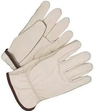 BDG 20-9-1571-7-9 Leather Drivers Gloves, Cowhide Palm, Shirred Slip-On, Beige