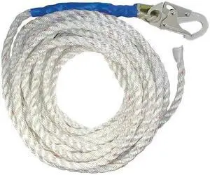 CONDOR 45J301 Condor Vertical Lifeline, 50 ft Length, 310 lb. Weight Capacity
