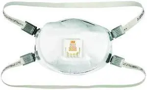 3M 8233 Disposable Respirator, N100, Molded, Dual, Adjustable, Metal Nose Clip,