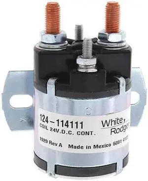 White Rodgers  124-114111 Solenoid, SPNO, 24 VDC Isolated Coil, Continuous Duty, Normally Open Continuous Contact Rating 100 Amps, Inrush 400 Amps