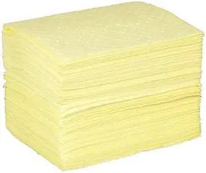 CONDOR 436M80 Sorbent Pad, 26 gal, 15 in x 19 in, Harsh Chemicals, Yellow,