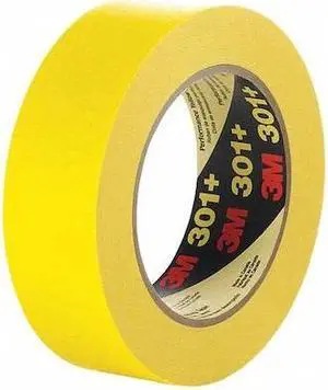 3M 301+ Painter's Tape, 96 mm W x 55 m L, 6.3 mil Thick, Yellow, Rubber