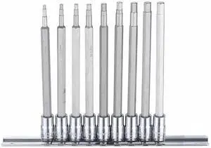 WESTWARD 54TM15 1/4" Drive Socket Bit Set, Metric, 9pcs