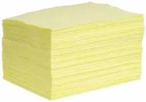 SPILLTECH YPB100M Sorbent Pad, 24 gal, 15 in x 19 in, Harsh Chemicals, Yellow,
