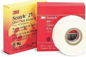 3M 27 1/4 Cloth Tape,1/4 In x 60 yd,0.7 mil,White