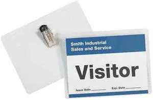 PARTNERS BRAND BH110 Badge Holders, Clip-On, 4" x 3", Clear, PK50