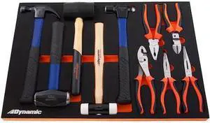 DYNAMIC D096001-FT5T Tools 11 Piece Hammer & Pliers Set With Foam Tool Organizer