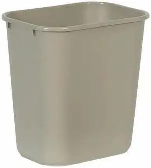 RUBBERMAID COMMERCIAL FG295600BEIG Rectangular Wastebasket, 7 gal, LLDPE, Open