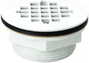 ZORO SELECT 133-101 Shower Drain,Compression,PVC,White Grid