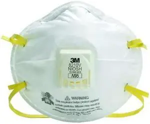 3M 8210V N95 Disposable Respirator, 8210V, Cool Flow Exhalation Valve, Dual