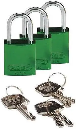 BRADY 133281 Lockout Padlock, Keyed Alike, Aluminum, Green, 1 in Shackle