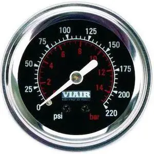 VIAIR 90090 Sngl Needle Gauge,Black Face,Illuminated