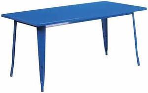 Commercial Grade 31.5" x 63" Rectangular Blue Metal Indoor-Outdoor Table