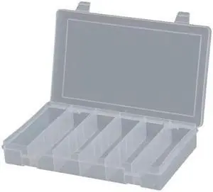 DURHAM MFG SP6-CLEAR 6 Compartment Box, 10-13/16"W x 1-3/4"H