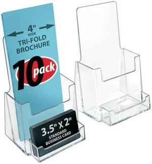 AZAR DISPLAYS 252922 Trifold Brochure Holder w/ Business Card Pocket. Inside AZAR DISPLAYS 252922 Trifold Brochure Holder w/ Business Card Pocket. Inside