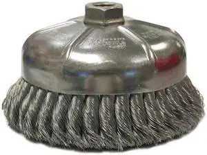 WEILER 12886 6" Single Row Knot Cup Brush.023" Stainless , 5/8"-11 UNC Nut