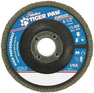 WEILER 98832 Abrasive Flap Disc, Coarse, 4-1/2 in.
