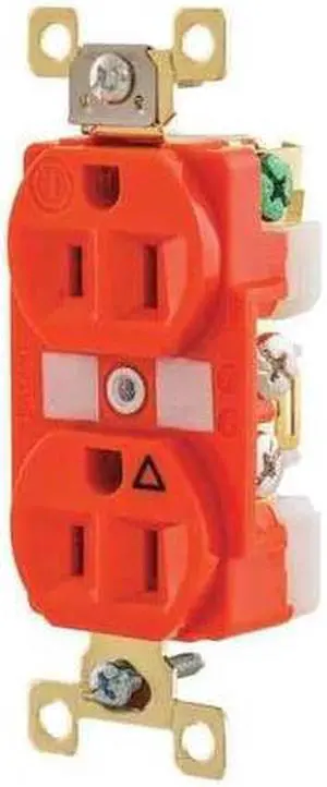 BRYANT BRY5262IG Straight Blade Receptacle, 5-15R, 15 A, 125V AC, 2 Pole, 3