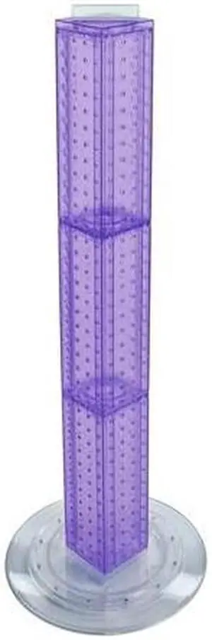 AZAR DISPLAYS 700223-PUR Four-sided 4"W x 36"H Pegboard Tower W/ Revolving