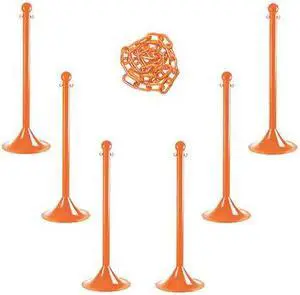 MR CHAIN 71012-6 Barrier Post Kit,41" H,Safety Orange