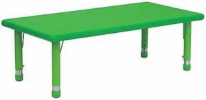24''W x 48''L Rectangular Green Plastic Height Adjustable Activity Table