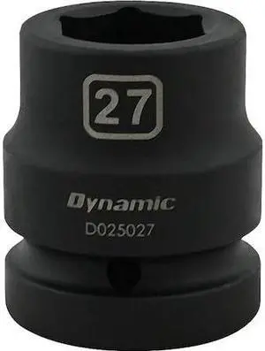 DYNAMIC D025027 1" Drive Standard Socket, Black Phosphate, Tools 27MM X 1"