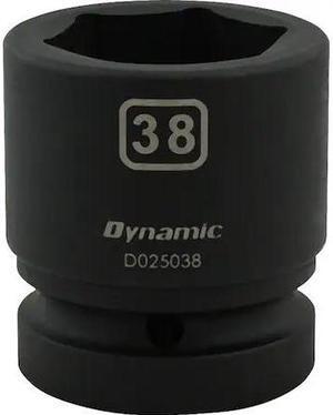 DYNAMIC D025038 1" Drive Standard Socket, Black Phosphate, Tools 38MM X 1"