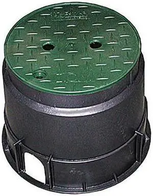 JONES STEPHENS M06010 Round Valve Box,10" Body and Green Lid