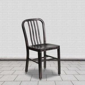 FLASH FURNITURE 2-CH-61200-18-BQ-GG Black-Antique Gold Metal Indoor-Outdoor