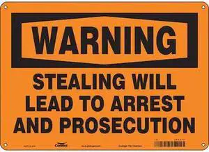 CONDOR 453R73 Security Sign, 10 in H, 14 in W, Aluminum, Horizontal Rectangle,