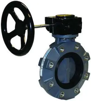 HAYWARD FLOW CONTROL BYV11080A0EGI00 Butterfly Valve, 8", PVC,EPDM, Gear
