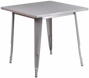 Commercial Grade 31.5" Square Silver Metal Indoor-Outdoor Table