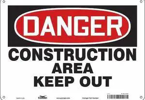 CONDOR 476J65 Safety Sign, 10 in Height, 14 in Width, Aluminum, Horizontal