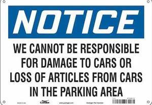 CONDOR 478D13 Parking Lot Damage Sign,10" x 14, 478D13