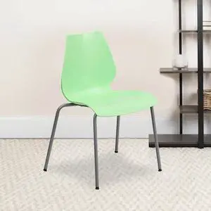5 Pk. HERCULES Series 770 lb. Capacity Green Stack Chair with Lumbar Support and Silver Frame