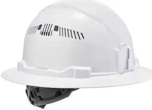 ERGODYNE 8973 White Class C Hard Hat Full Brim Vented
