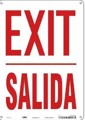CONDOR 480M88 Exit Sign, Aluminum, 10" W, 14" H, Exit/Salida, White