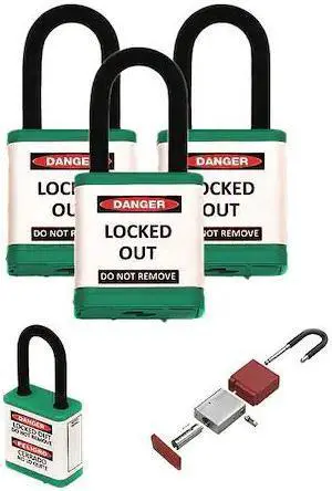 ZING 700KA3-GREEN Lockout Padlock,1-1/2" H Shackle,PK3