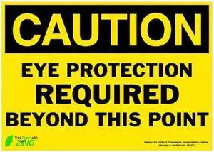 ZING 2147S CAUTION Sign, Eye Protection Required, ADH, Width: 14"